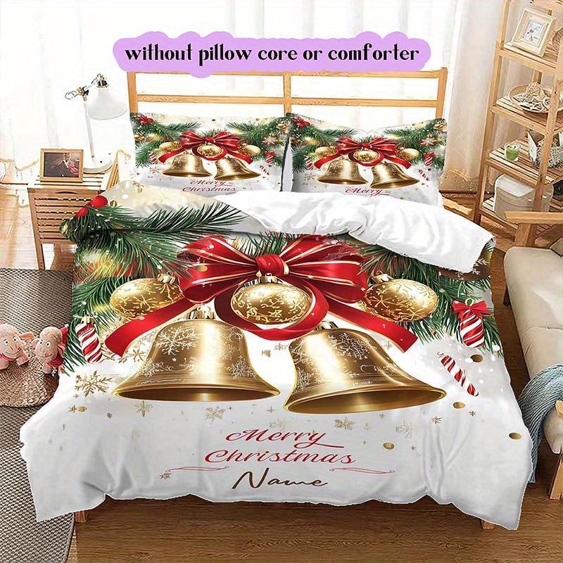 

Christmas white background mistletoe Christmas bell christmas Name Customized Creative Print Set Bedding Quilt Cover Pillowcase EU Twin(135x200cm)