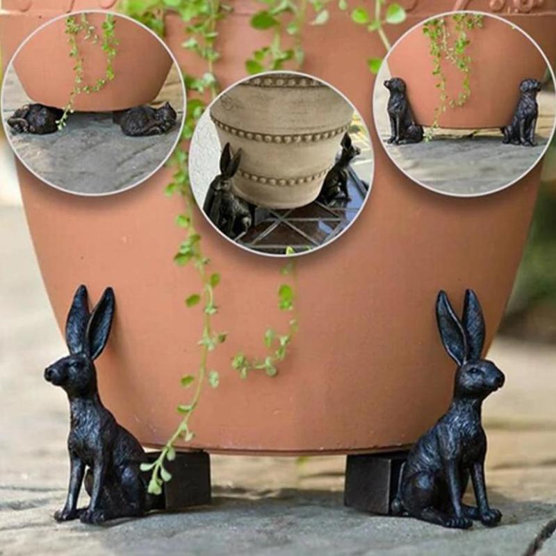 3Pcs Mini Plant Pot Feet Cat Dog Design Flower Pot Risers Holders Stand Holder