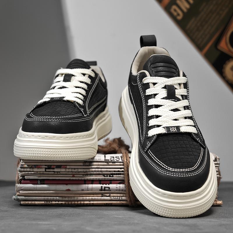 Luxury Brand Men's Leather Casual Shoes Outdoor Thick Bottom Lace-up Men's Sneakers Versatile Walking Men Shoes