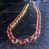 Shi Family Exquisite Purple Octagonal Rhinestone Necklace & Choker Bracelet Set