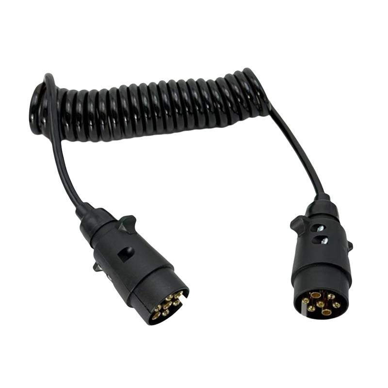 For European Commercial Vehicle Trailer 12V Spring Wire 2M 7-Core Towing Coiled Wiring For Car Trailers Camper Accessories