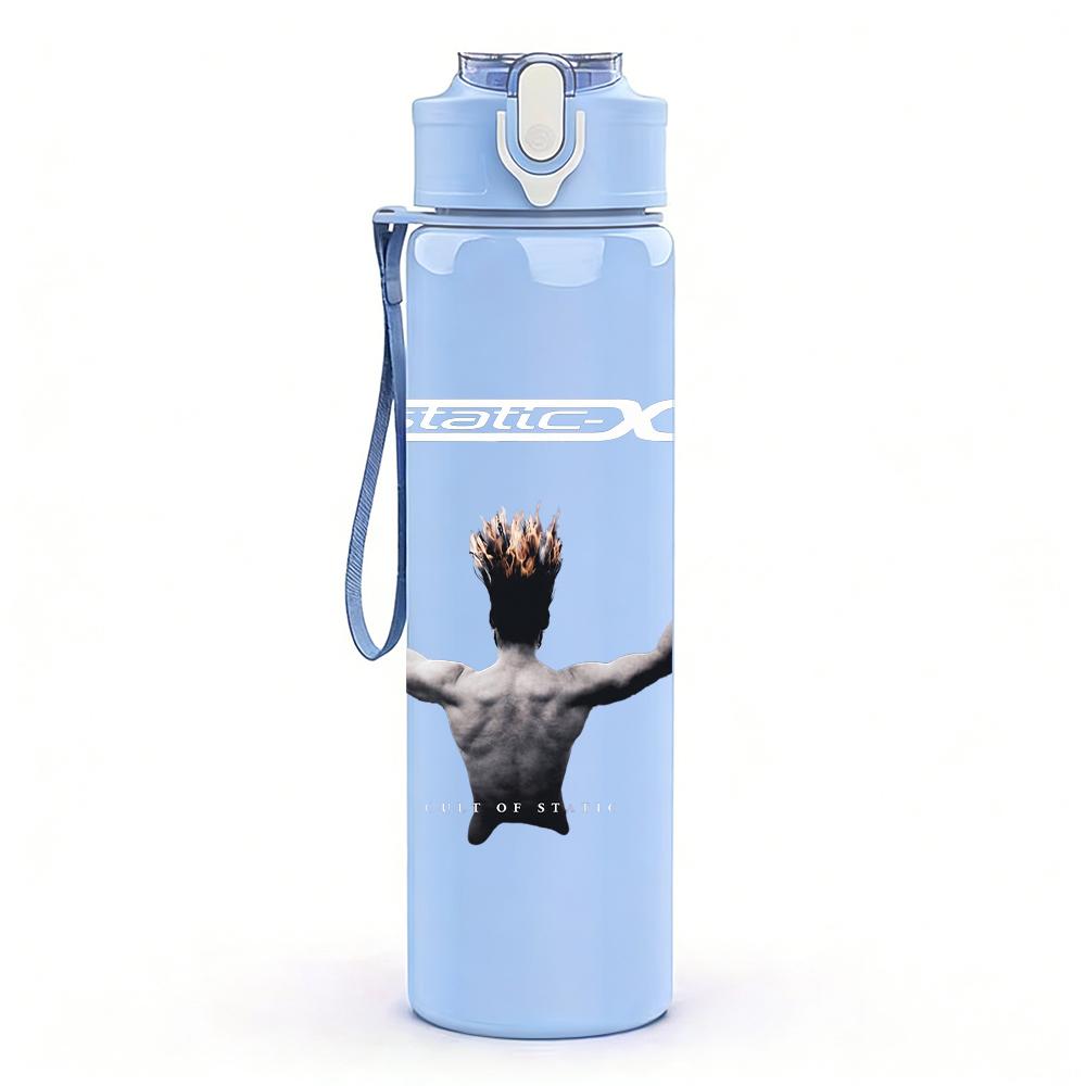 1PC Male back view arms raised print 750ml colorful plastic sports water bottle leakproof pop up lid with straw for outdoor work home use