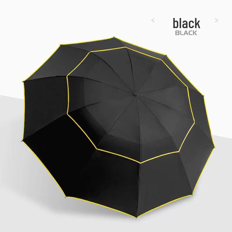 

Three-Fold Double-Layer Windproof Umbrella: Foldable, Anti-UV, Rainproof, Sun Protection, Durable, High-Grade Design 650*10K, diameter 112cm (440g) чорний
