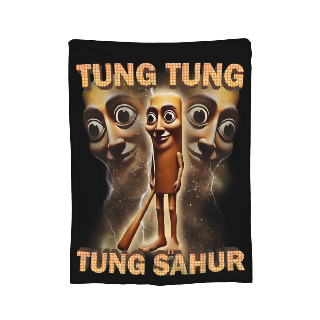 Tung Tung Tung Sahur  Brainrot Italian Meme  Flannel Blanket  Custom Throw Blankets for Home Cm Quilt