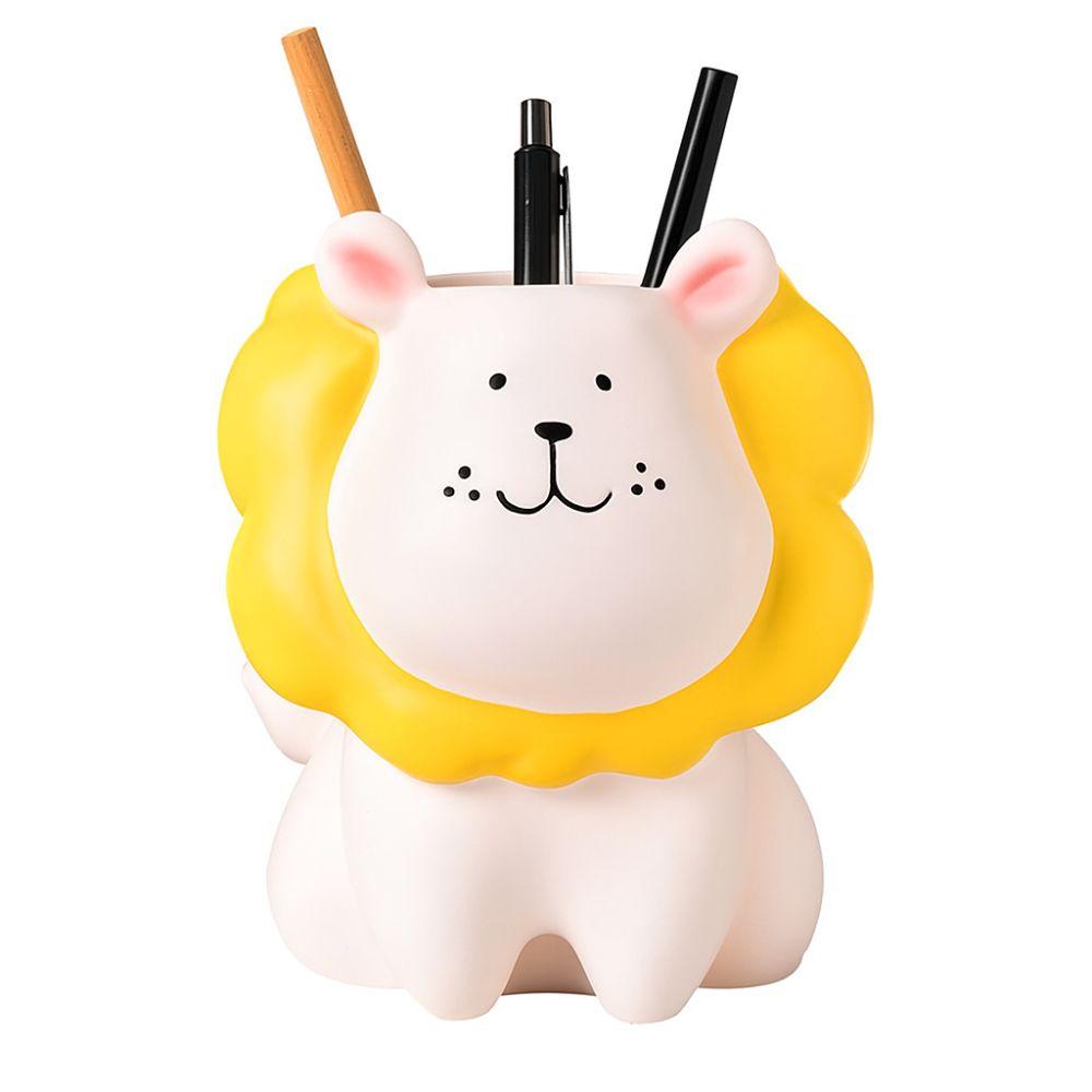 Cream Style Pencil Storage Box Little Lion Stationery Organizer Cartoon Pen Holder  Makeup Brush