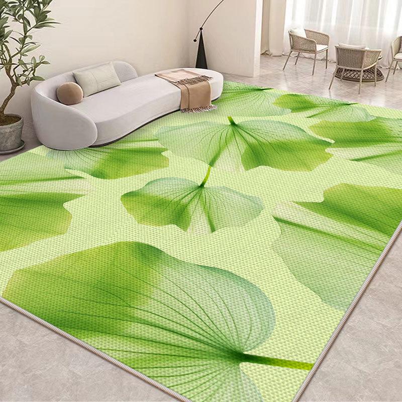 Prodyšný protiskluzový koberec do obývacího pokoje z ledového hedvábí - Snadné čištění a bezúdržbový 2024