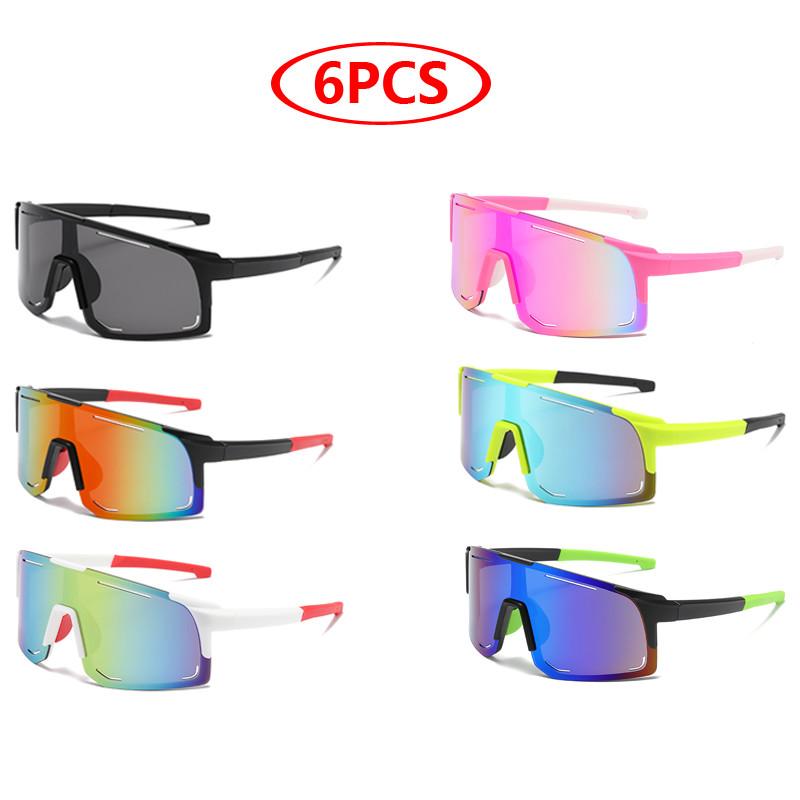 Protective Glasses 6pcs Oversized Cycling Sunglasses One Piece Sun Glasses Skiing Fishing Goggles Bike Mirror Lens Eyewear
