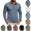 Men's Long Sleeve Golf Polo Shirt Casual Breathable Quick Dry Lightweight Performance Top with Button Placket and Chest Pocket