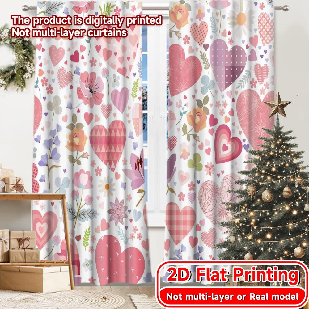 

Set Of 2 Contemporary Flat Printing Floral Heartscape Popular Curtains Prints Holiday Suitable Curtain Semi Sheer Made Polyester W100*H70(CM)-Rod Pocket&2PCS