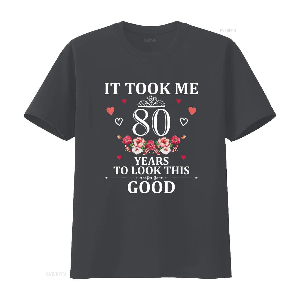 80 Year Old Lady Woman Funny Mom s 80th Birthday T Shirt Black vintage Washed Versatile Breathable homme Top For Everyday Wear
