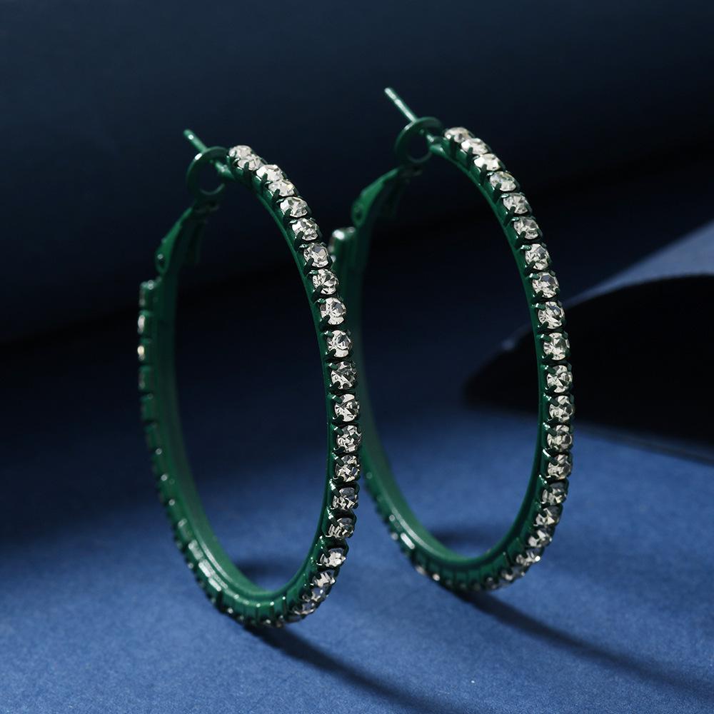 Korean Chic Luxury Diamond C-Shape Hoop Earrings