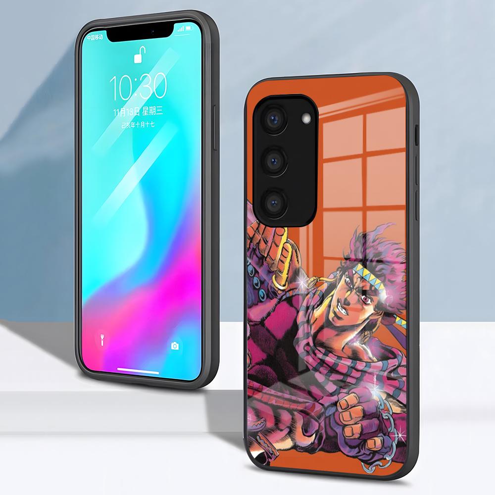 JoJos Bizarre Adventure Phone Case For Samsung S26 S25 S24 FE S23 S22 S21 Plus S20 Ultra Note20Ultra Black Glass Cover