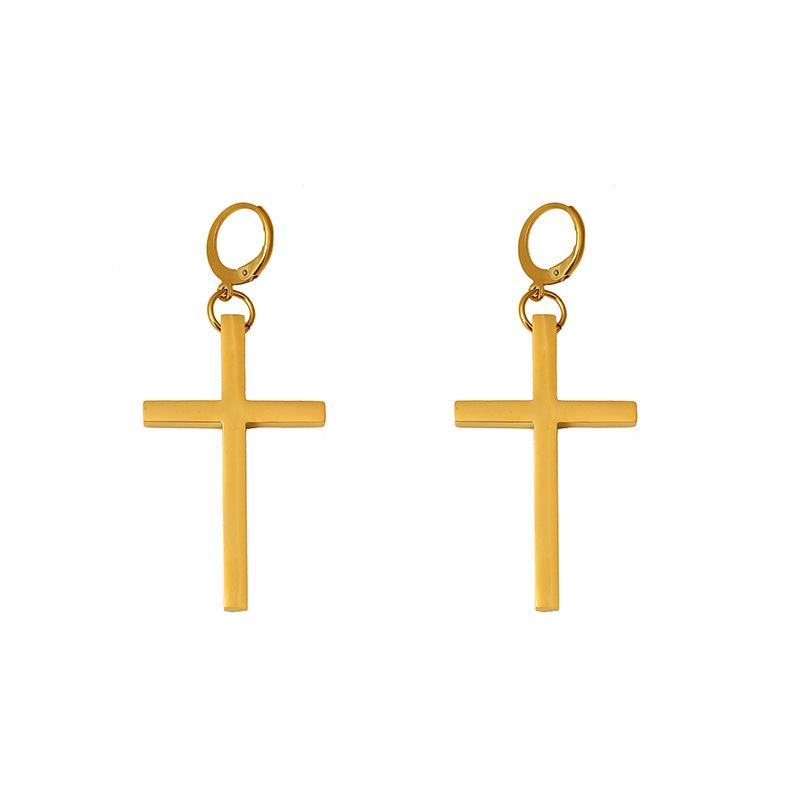 Retro Earrings Personalized Non-Fading Titanium Steel Stainless Steel Earrings Cross Jewelry Neutral Style Jewelry