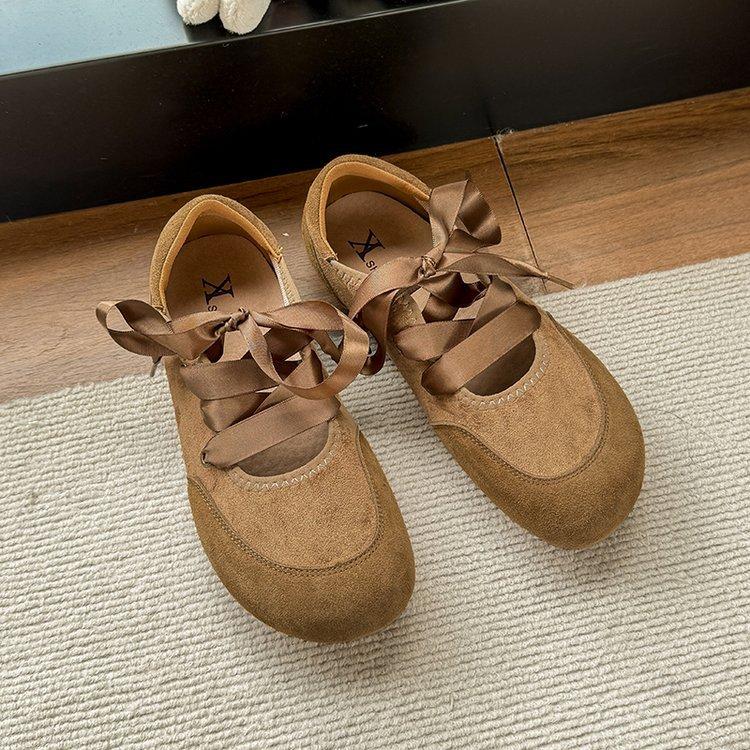 French Retro Style Bow Satin Band Ballet Shoes Mary Jane Shoes Soft Flat Comfortable Mary Jane Single Shoes Women