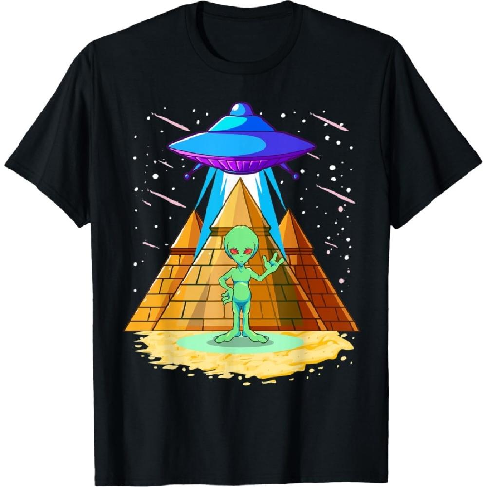 

Alien Abduction Egyptian Pyramids Ancient Greeting Salute T-Shirt S