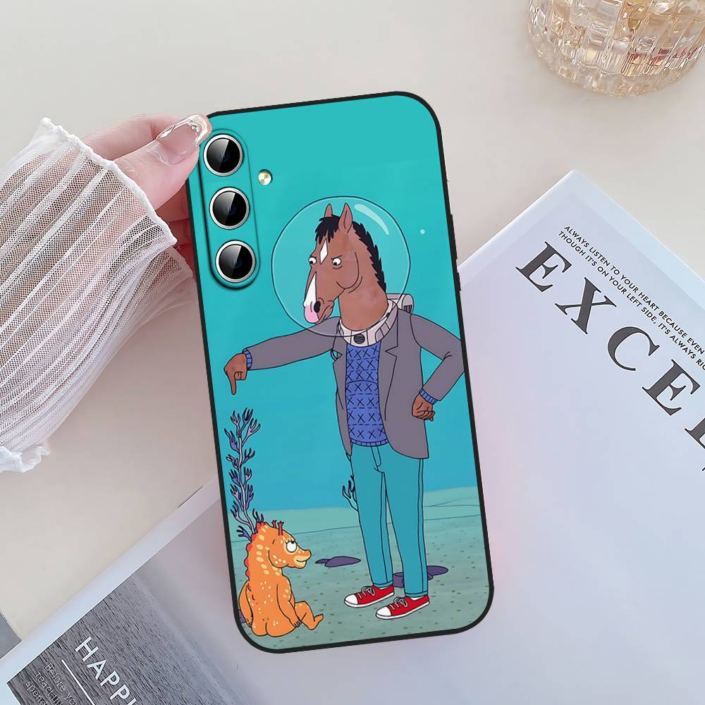 

Cartoon B-BoJack H-Horseman Phone Case Black Shockproof Case For Samsung S24/S25/S22/S30/Note20/Lite/Ultra/5G/Plus/FE S225G