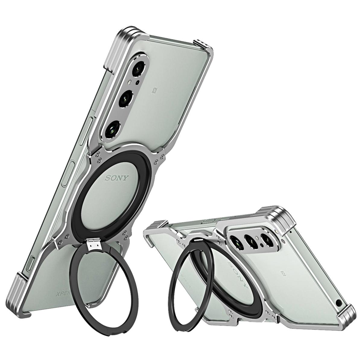 

For Sony Xperia 1 V Kickstand Case Metal Bumper Magnetic Phone Cover D