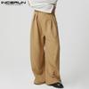 INCERUN Herren Reißverschluss Lässige Lose Anzughose mit hoher Taille Weite Beine Hose