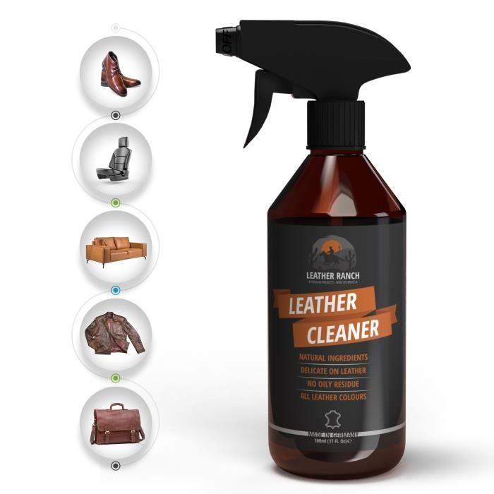 LEATHER RANCH Spray Nettoyant Cuir - Entretien Cuir Voiture, Chaussures &amp; Sacs, 500 ml
