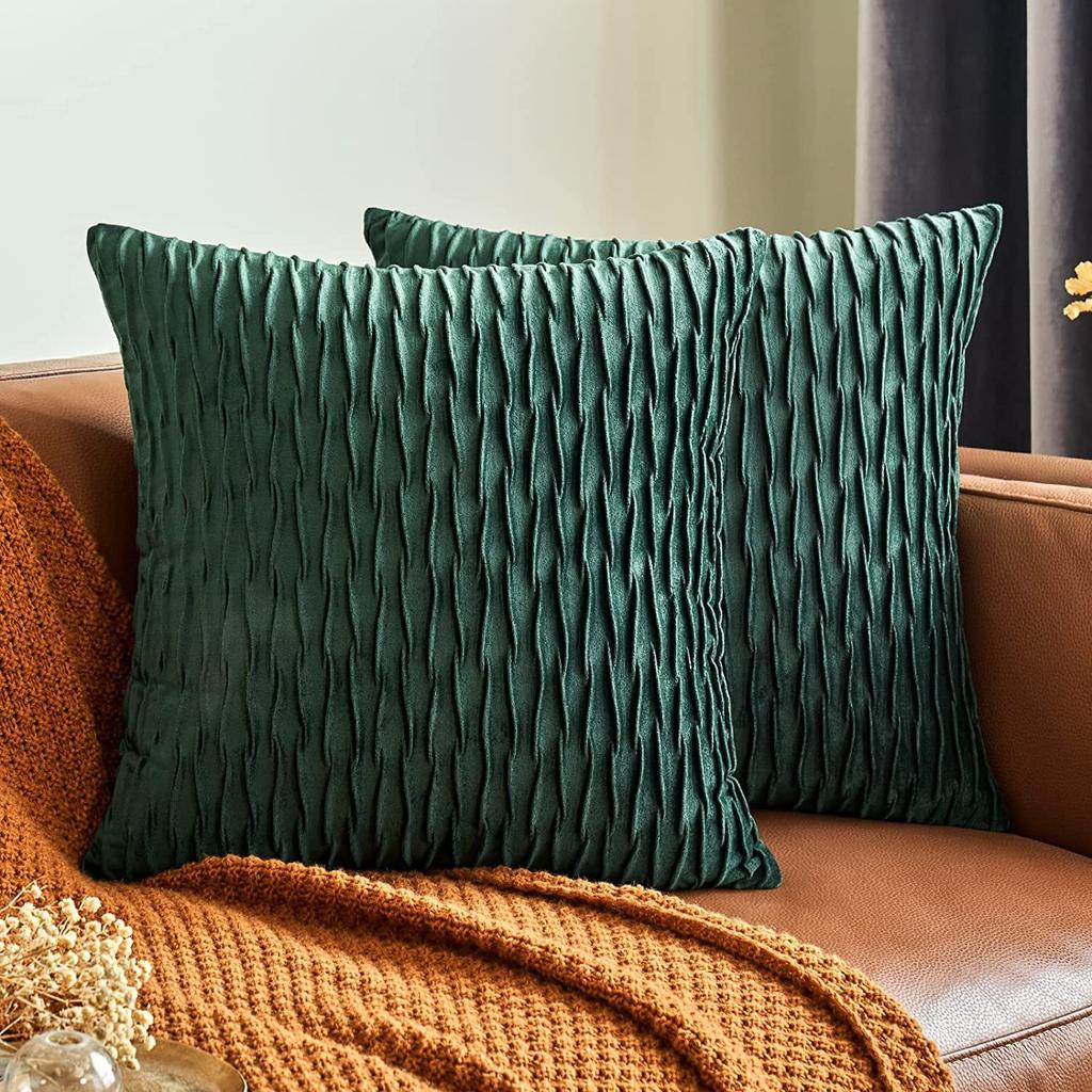 Kissenbezug für Sofa im leichten Luxusstil, einfarbig, nordisch, Ins-Kissenbezug, Samt, plissiert, gestreiftes Kissen