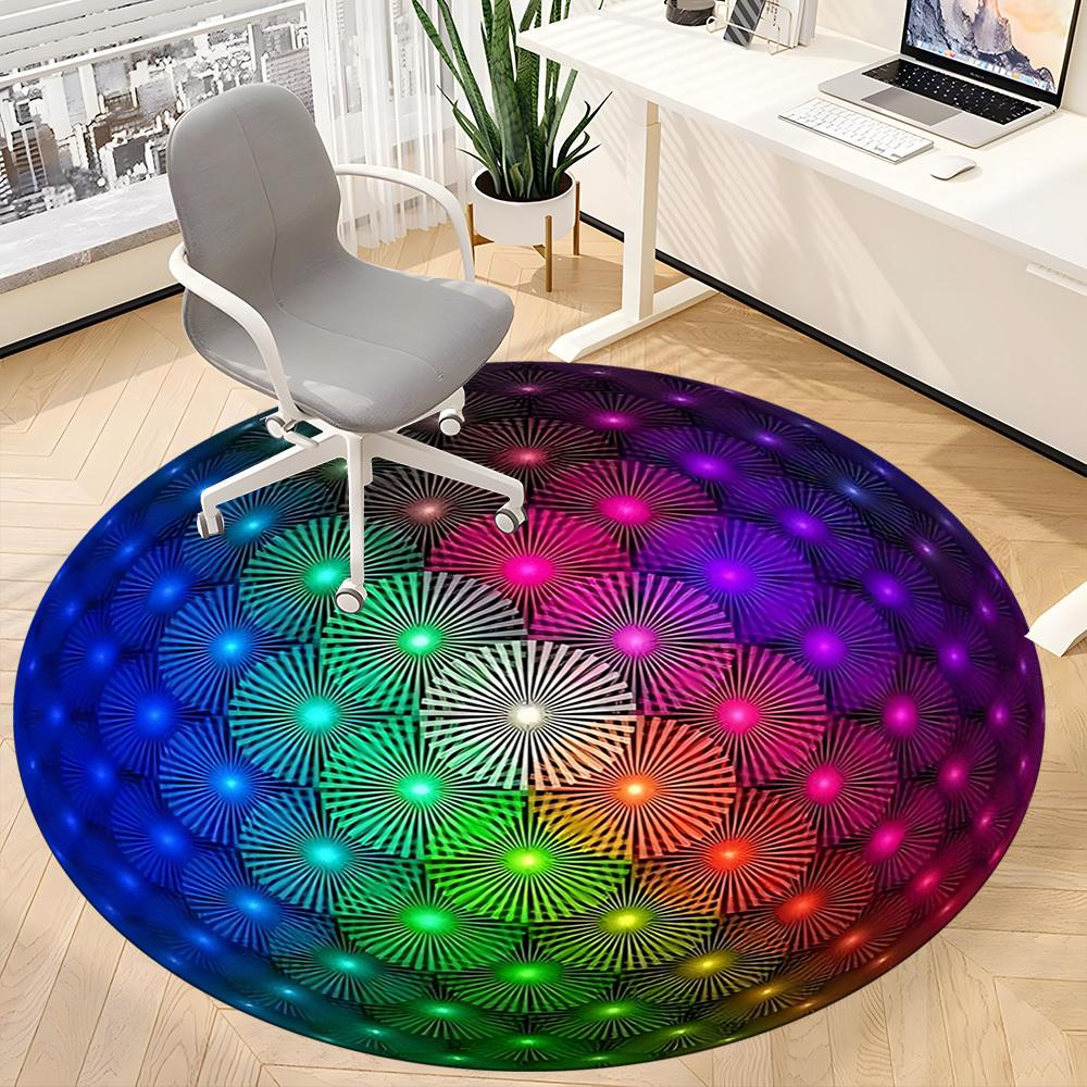 1pc Colorful Sphere Carpet, Round Non Slip Durable Large Size Office Carpet, Suitable for Office