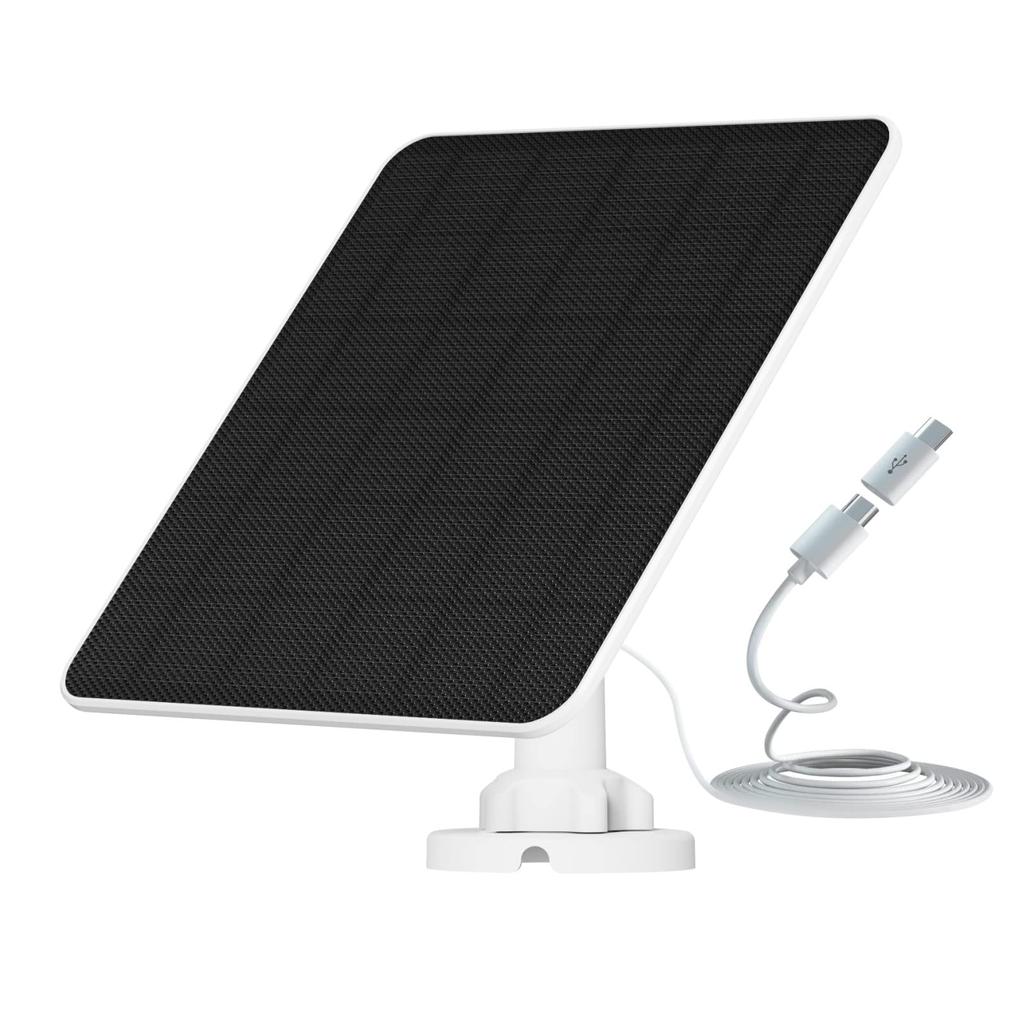6W Solar Panel for Security Cameras Compatible with USB Rechargeable Powered 10ft Charging IP65 Adjustable Wall - Cameras, Cable, Waterproof, Mount.