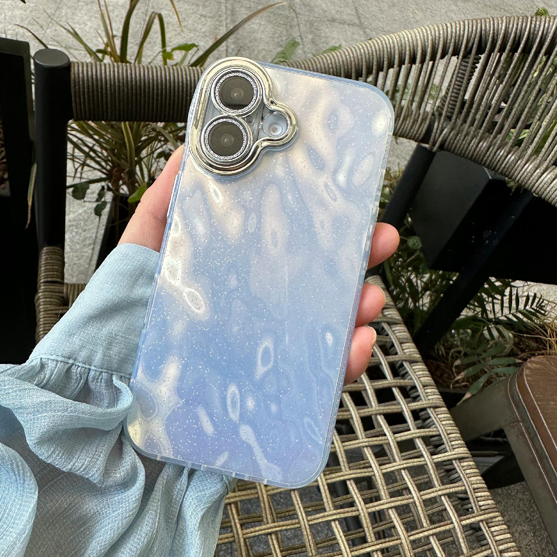 For iPhone 16 Shockproof Case TPU+PC Phone Cover Wrinkle Texture C