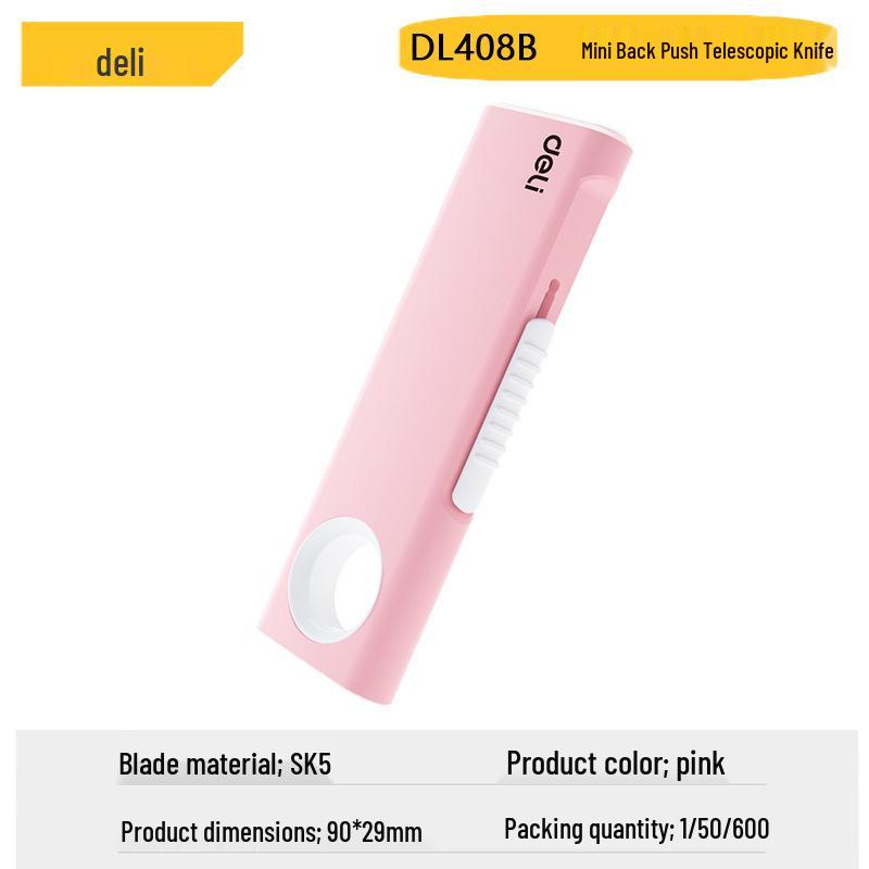 Deli Tools T-Type Retractable Utility Knife DL408A/B/C - Safety Mini Push-Back Cutter for Unpacking