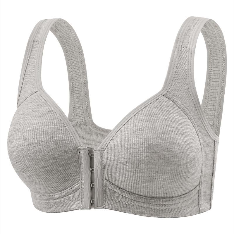 Beige Front Closure Wireless Bra for Women Comfort Support S серый