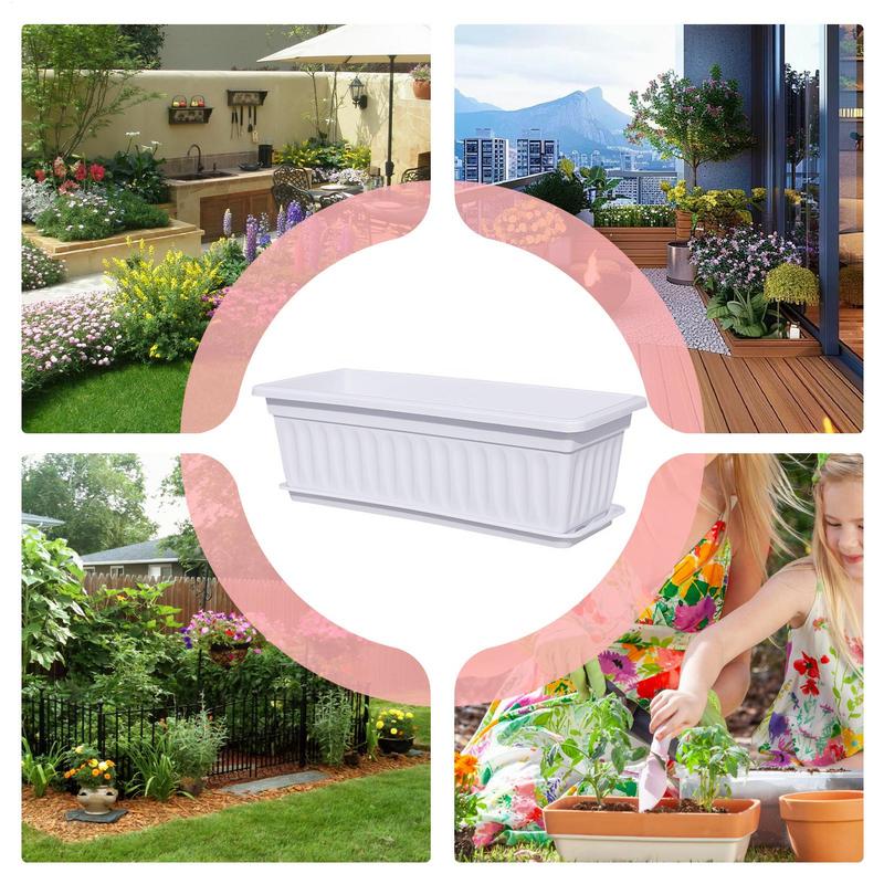 Window Planter Box Window Boxes Outdoor 6X Weather Resistant Container Built-in Drainage Holes Accessories For Growing
