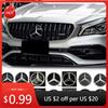 2025 Hot Car Sticker Illuminated Star Badge Car Front Grill LED Emblem Light For Mercedes Benz 3D Mirror Logo CLA A B C E S GLA