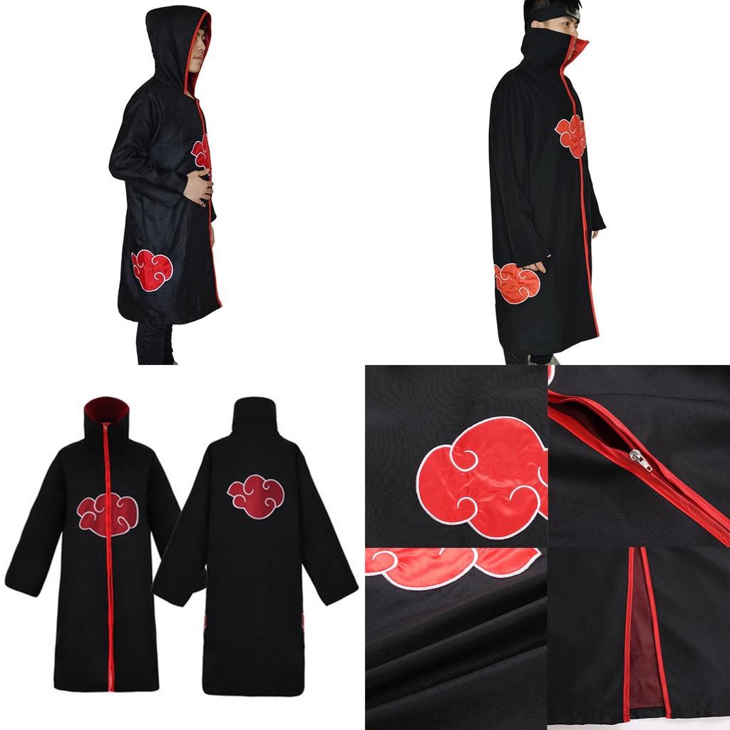 Naruto Akatsuki Uchiha Itachi Cosplay Kostuum Gewaad Mantel Cape Zacht Materiaal Stof