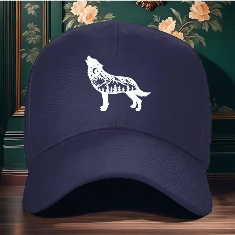 Howling Wolf Landscape Graphic Baseball Cap Polyester Outdoor Adjustable Unisex Adult Hat