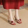 7291-1 High-heeled slippers women's stiletto summer 2025 new outer wear toe cool slippers red rose sandals