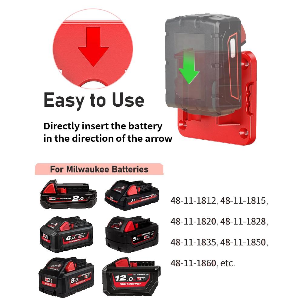 Battery Holder For Milwaukee M&18 18V Lithium Battery Can Be Fixed On The Wall Battery Splice Battery Mount Dock Holder