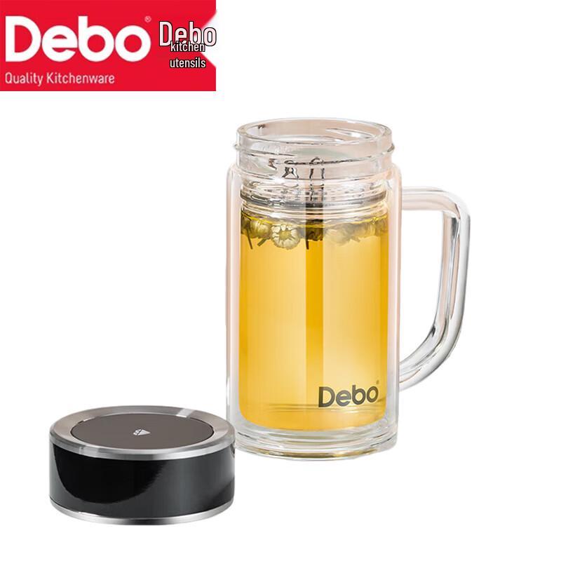 Debo 350ml Double Wall Glass Tea Infuser Mug 350ml