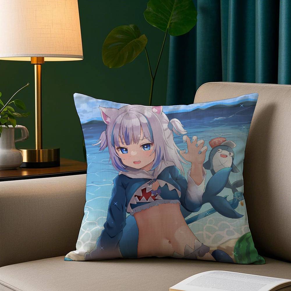 Anime Girl G-Gawr G-Gura Pillow Case Plush Fabric Soft Pillowcase Double Sided Print Sofa Cushion Cover Throw
