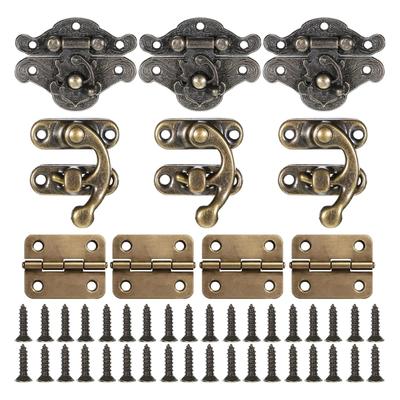 Dekoratives Antik-Bronze Scharnier-Schloss-Set Schrankbeschläge Handgefertigte Holzhandwerk-Zubehörteile für DIY Schmuck Schrank