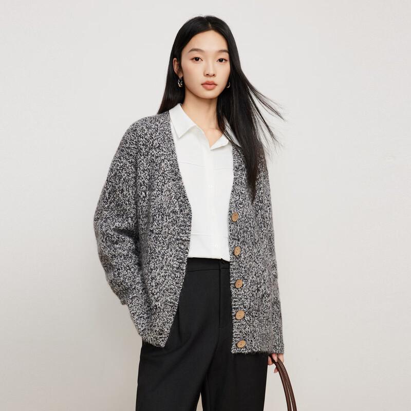 Elva' Island Women's V-Neck Loose Knit Cardigan