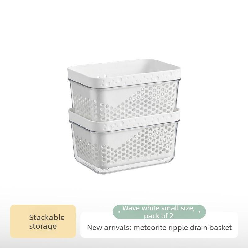 

2 Small Thickened Double-layer Kitchen Drain Basket Set, Sink, Colander, Vegetable Filter, Drying Rack for Household Use 2pcs small білий
