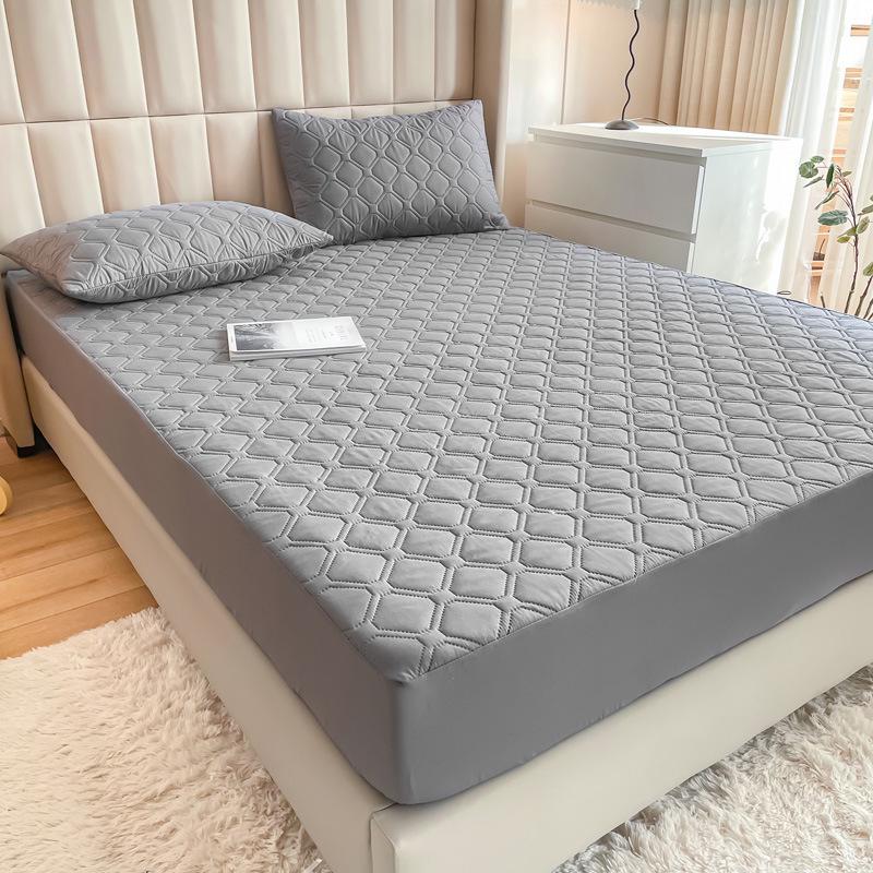 Solid Color Quilted Waterproof Bed Sheet - Thick Brushed Simmons Protective Cover for Home Use