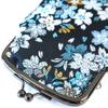 COCOLUCK Pouch Japanese Pattern Gold Brocade Nishijin Woven Wallet Accessory Case Case Pouch Made In Japan Cherry Blossom (night Blue)