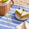 Natural Bamboo Skewers 100PCS Disposable Cocktails Picks, Stick, with Beach Fruits Eco-friendly Food Tags Palm Trees Decoration, Fruit Picks