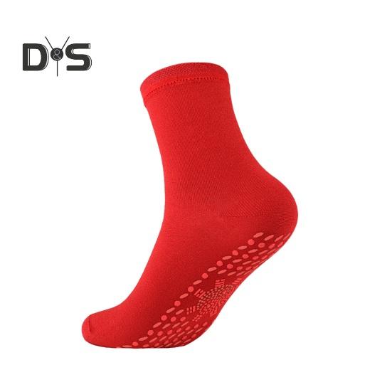 1 Pair Heated Socks 24 Hours Keep Your Feet Warm Silicone Soles Mid-tube High Elasticity Solid Color Sport Socks Cold Weather Cozy Socks