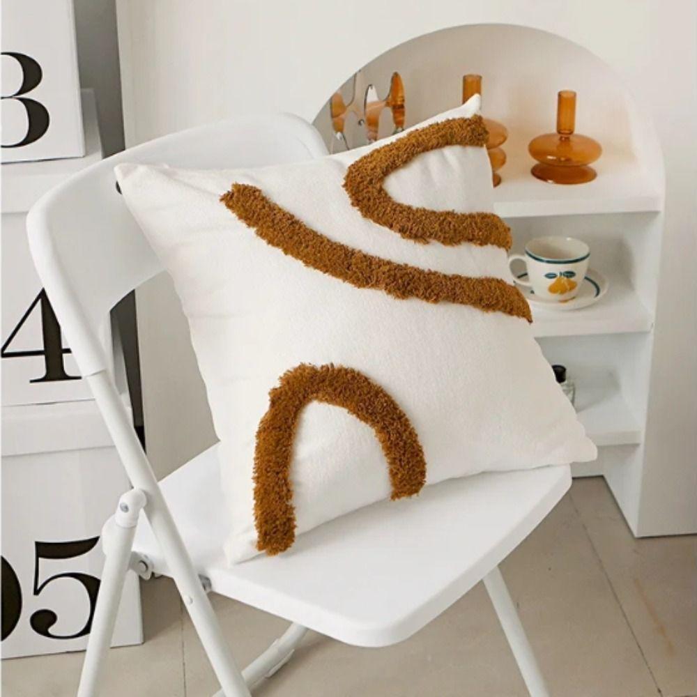 Plush Material Waist Cushion Cover Geometric Design Decorative Pillowcase  Living Room
