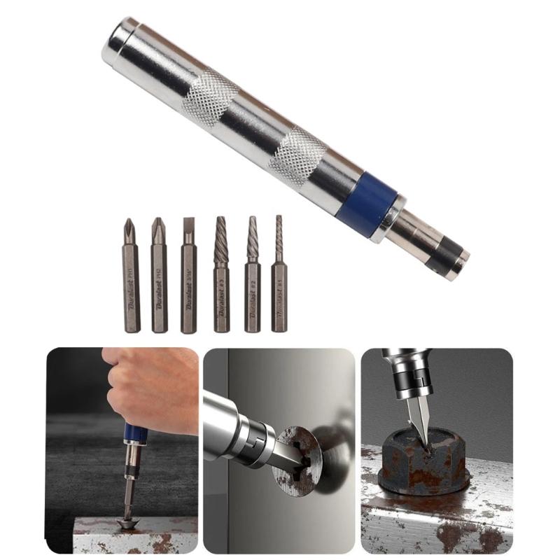 Versatile 1/4" Drive Impact Driver Set with 6Different Attachment,Essential Tool for Electronics Maintenance Easy To Use