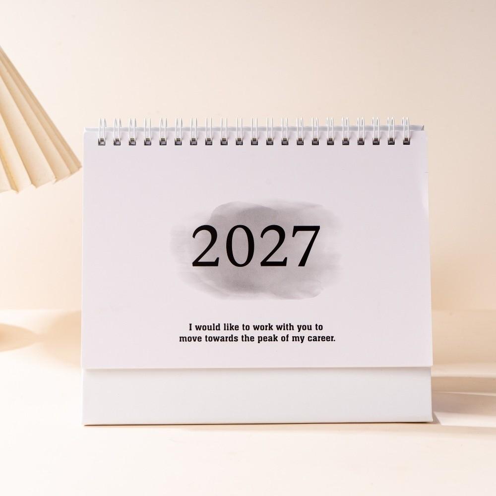 Yearly Agenda 2027 Desk Calendar Thick Paper Standing Flip Calendar Holiday Small Gift