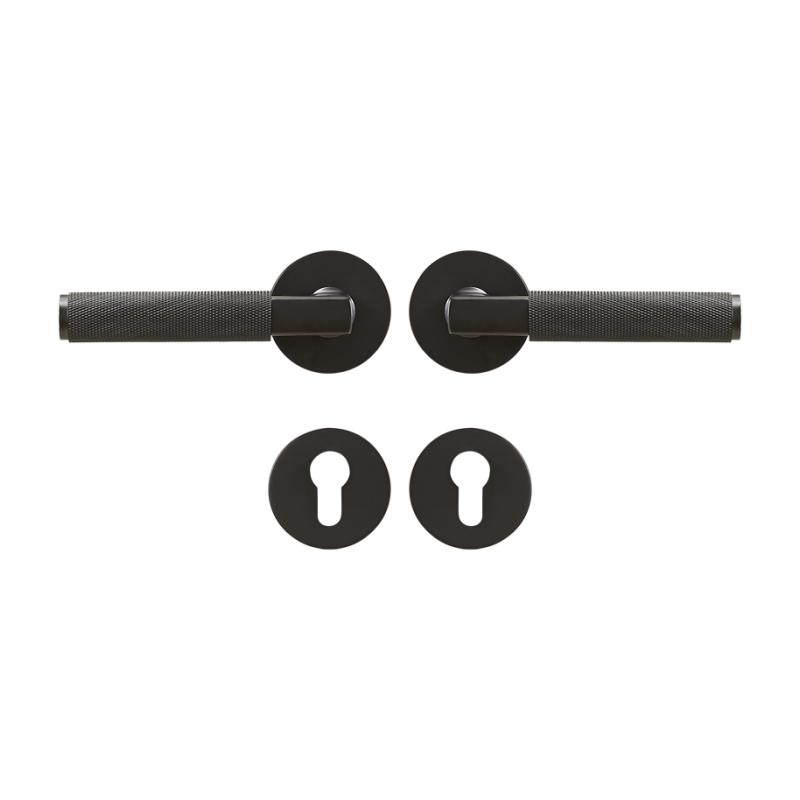 Dooroom Drehknauf Gerändeltes Messing Türschloss-Set Modernes Interieur Schlafzimmer Badezimmer Holztür Drückergarnitur Dummy Privacy Durchgangsschloss