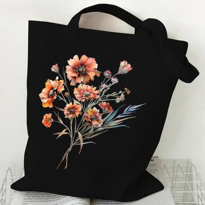Seria florală Genți de tote pentru femei, vintage, geantă de mână din pânză, cu flori sălbatice, estetică de modă, geantă de umăr pentru iubitorii de flori.