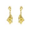 Asymmetrical Geometric Stud Earrings Women Sterling Plated 18K Gold White Lightweight Fashion Jewelry